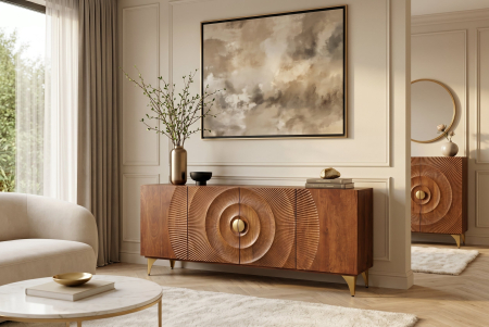 Bufet GOLDEN SUNSET 180 cm, lemn de mango 3D, maro [5]