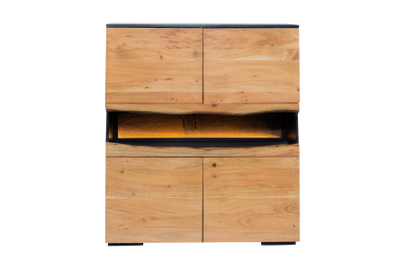 Bufete & baruri - Bufet GRAND ACACIA 120 cm din lemn de salcâm cu margini naturale, cu iluminare LED controlată de la distanță