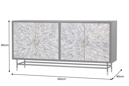 Bufet HERITAGE 160 cm, mozaic oase, negru-alb [8]