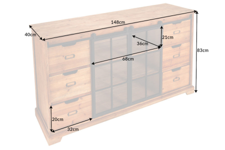 Bufet HERITAGE din lemn de pin, 150 cm [8]