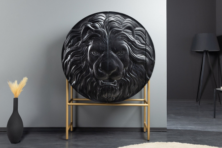 Bufet LION din lemn de mango negru, 140 cm [2]