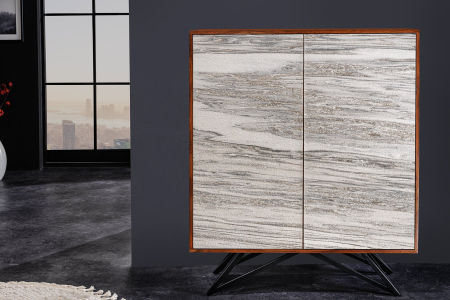 Bufet MOUNTAIN SOUL din lemn de salcam cu aspect de piatra alb gri, 120 cm [2]