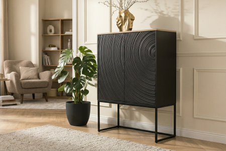 Bufet ORBIT 120 cm, lemn de mango 3D, negru [3]