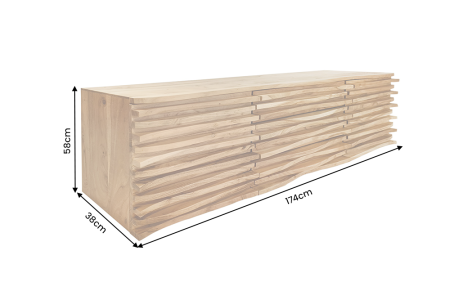 Bufet RELIEF 175 cm, cu fațadă suspendată cu relief 3D, din lemn de salcâm natural [12]