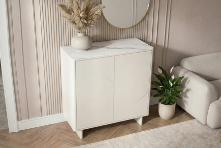 Bufet SAVOY 130 cm 3D cu blat din ceramică imitație de marmură albă [4]