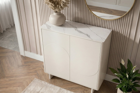 Bufet SAVOY 130 cm 3D cu blat din ceramică imitație de marmură albă [5]