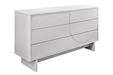 Bufete & baruri - Bufet SAVOY 150 cm 3D albă cu blat din ceramică imitație de marmură albă