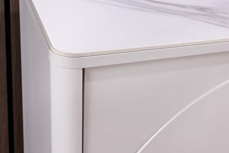 Bufet SAVOY 150 cm 3D albă cu blat din ceramică imitație de marmură albă [10]