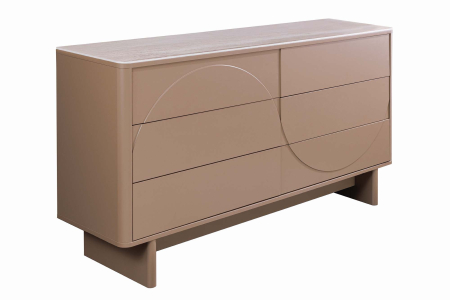 Bufete & baruri - Bufet SAVOY 150 cm 3D natural cu blat din ceramică imitație de marmură travertin