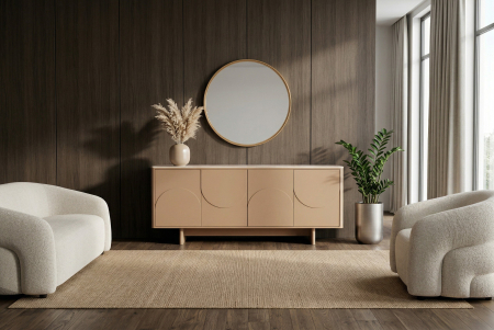 Bufet SAVOY 180 cm 3D natural cu blat din ceramică imitație de marmură travertin [7]