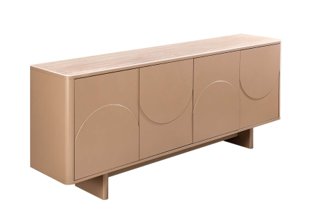 Bufete & baruri - Bufet SAVOY 180 cm 3D natural cu blat din ceramică imitație de marmură travertin