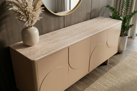 Bufet SAVOY 180 cm 3D natural cu blat din ceramică imitație de marmură travertin [4]