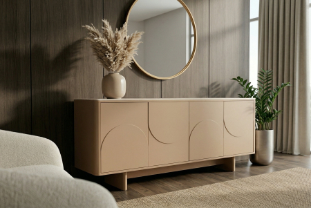 Bufet SAVOY 180 cm 3D natural cu blat din ceramică imitație de marmură travertin [6]