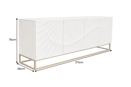 Bufet SCORPION 180 cm din lemn de mango 3D, alb-auriu [9]