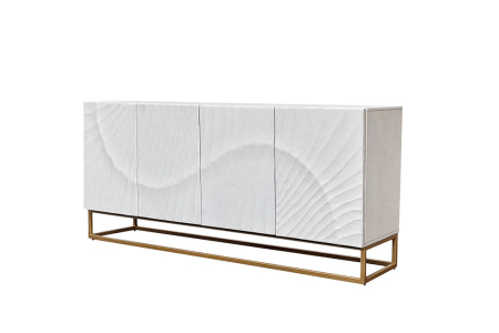 Bufete & baruri - Bufet SCORPION 180 cm din lemn de mango 3D, alb-auriu