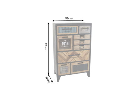 Bufet SECRETS 95 cm din lemn de pin, maro vintage [6]