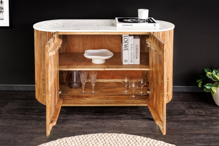 Bufet TRES CHIC din lemn de mango si blat din marmura, 105 cm [3]