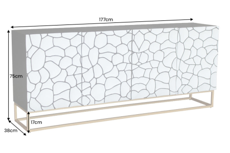Bufet VULCANO din lemn de mango alb, 180 cm [10]