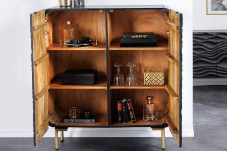 Bufet WAVE din lemn de mango negru, 120 cm [3]