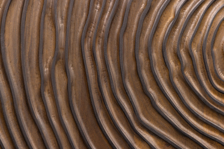 Bufet ZEN CIRCLE 160 cm, cu model circular 3D, din lemn de mango maro închis, cu cadru metalic negru [10]
