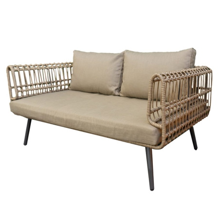 Mobilier Gradina - Canapea de exterior din lemn de arșin și rattan 161 x 84 x 67 cm