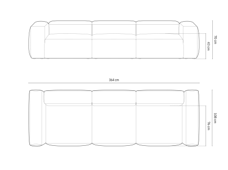 Canapea Bergamo cu tapițerie din catifea reiată [6]