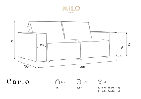 Canapea Carlo cu tapițerie din catifea [5]