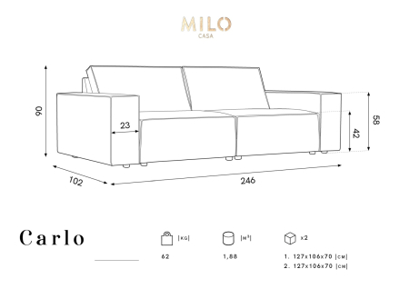 Canapea Carlo cu tapițerie din catifea [5]