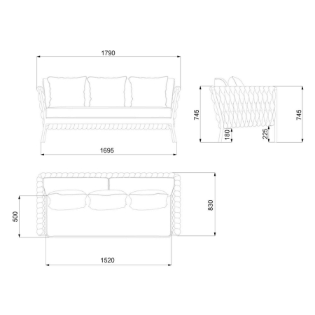 Canapea de exterior cu 2 locuri Rebecca,cadru din aluminiu. 176 x 83 x 74 cm [6]