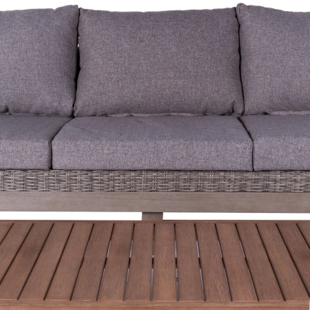 Canapea de exterior cu 3 locuri din rattan  și lemn 220 x 89 x 64,50 cm [4]