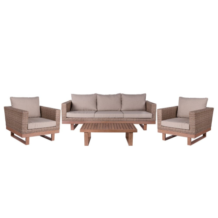 Canapea de exterior cu 3 locuri Patsy, din rattan si lemn. 220 x 89 x 64,50 cm [3]