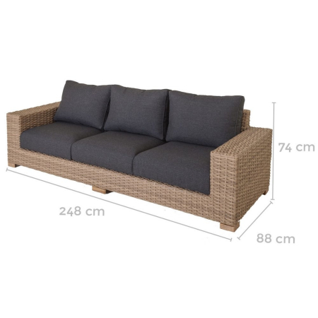 Canapea de exterior cu 3 locuri din rattan . 248 x 88 x 74 cm [2]