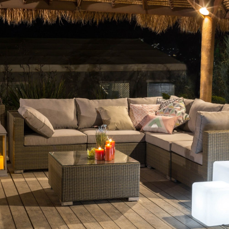 Set de exterior Marlene din rattan. 248 x 248 x 66 cm [1]