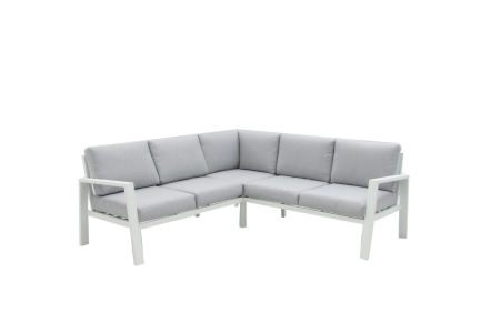 Mobilier Gradina - Coltar de exterior Thais,cadru din aluminiu alb 195 x 195 x 73,60 cm