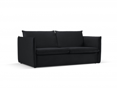 Canapea extensibila Agate cu 3 locuri si saltea inclusa, negru [3]
