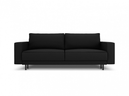 Canapele extensibile - Canapea extensibila Caro cu 3 locuri si tapiterie din tesatura structurala, negru