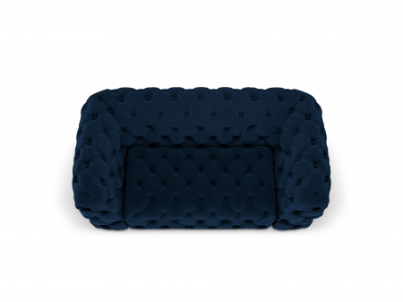 Canapea Chester cu 2 locuri si tapiterie din catifea, albastru royal [3]