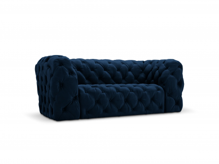 Canapea Chester cu 2 locuri si tapiterie din catifea, albastru royal [1]