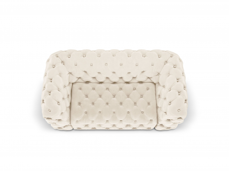 Canapea Chester cu 2 locuri si tapiterie din catifea, bej deschis [3]