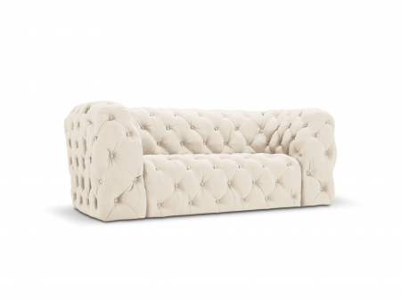 Canapea Chester cu 2 locuri si tapiterie din catifea, bej deschis [1]
