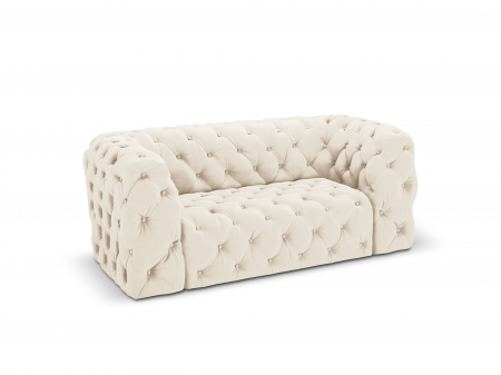 Canapea Chester cu 2 locuri si tapiterie din catifea, bej deschis [2]