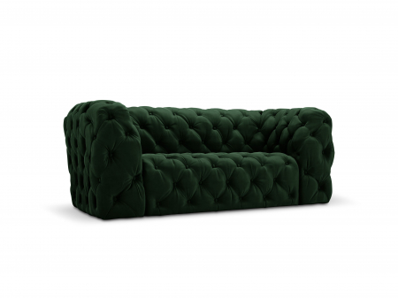 Canapea Chester cu 2 locuri si tapiterie din catifea, verde inchis [1]