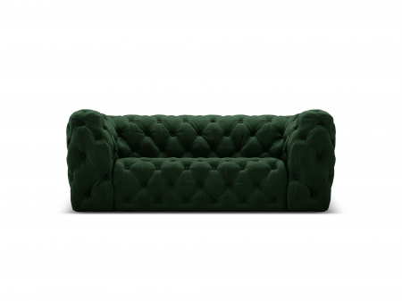 Canapea Chester cu 2 locuri si tapiterie din catifea, verde inchis [0]