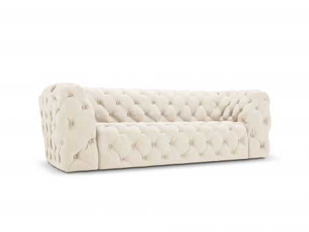 Canapea Chester cu 3 locuri si tapiterie din catifea, bej deschis [1]