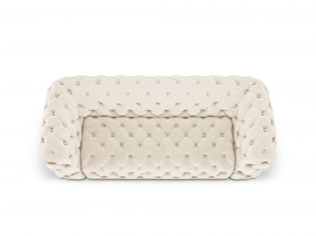 Canapea Chester cu 3 locuri si tapiterie din catifea, bej deschis [3]