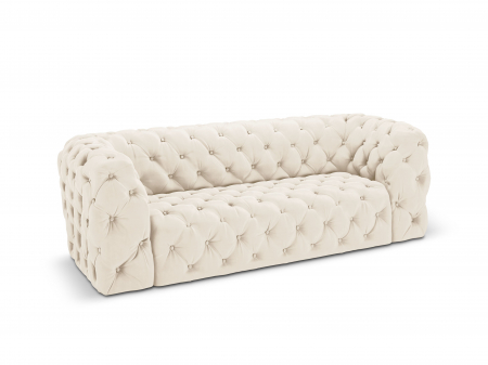 Canapea Chester cu 3 locuri si tapiterie din catifea, bej deschis [2]