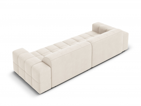 Canapea Jennifer cu 4 locuri si tapiterie din catifea, bej deschis [3]