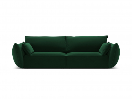 Canapele fixe - Canapea Kaelle cu 3 locuri si tapiterie din catifea, verde inchis