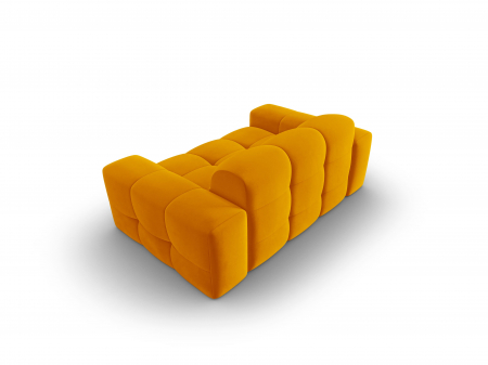 Canapea Kendal cu 2 locuri si tapiterie din catifea, galben [2]