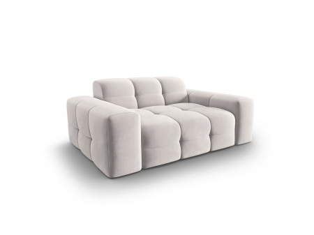 Canapea Kendal cu 2 locuri si tapiterie din catifea, gri deschis [1]